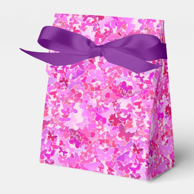 Butterflies, purple, lavender, pink favour box (Front Side)