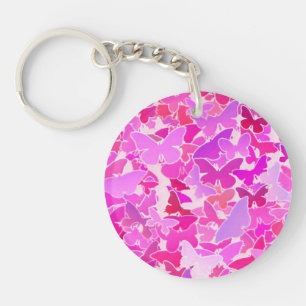 Butterflies, purple, lavender, pink key ring