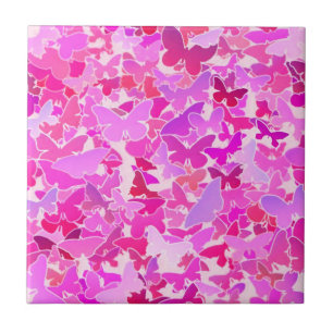Butterflies, purple, lavender, pink tile