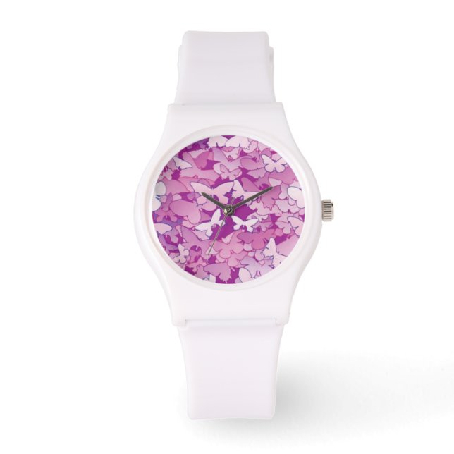 Butterflies, purple, lavender, pink watch (Front)