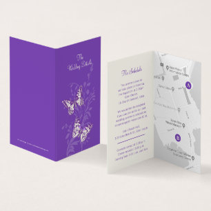 Butterflies purple wedding details schedule map