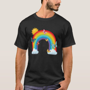 Butterflies Rainbow Clouds Sun Magical Butterfly F T-Shirt