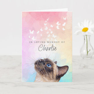 Butterflies Rainbow Siamese Cat Loss Memorial Card