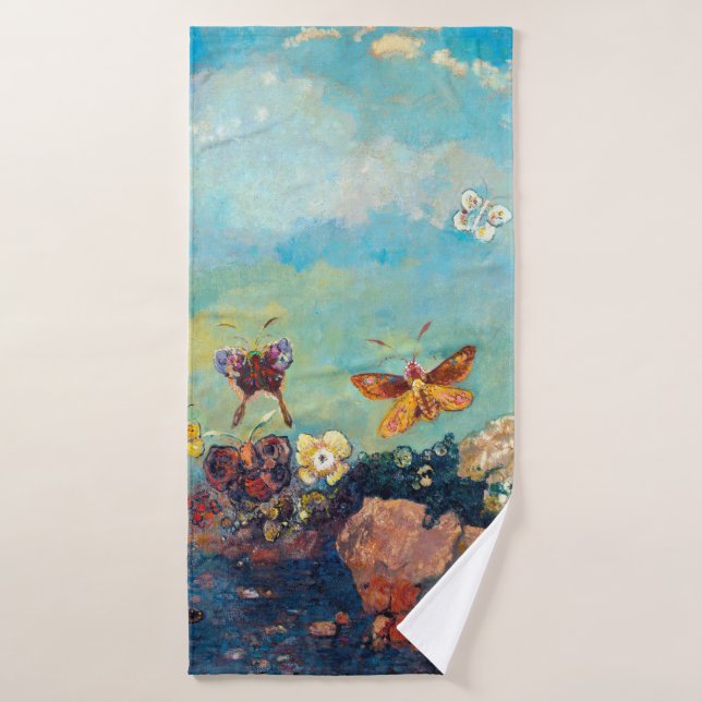 Butterflies, Redon Bath Towel (Bath Towel)
