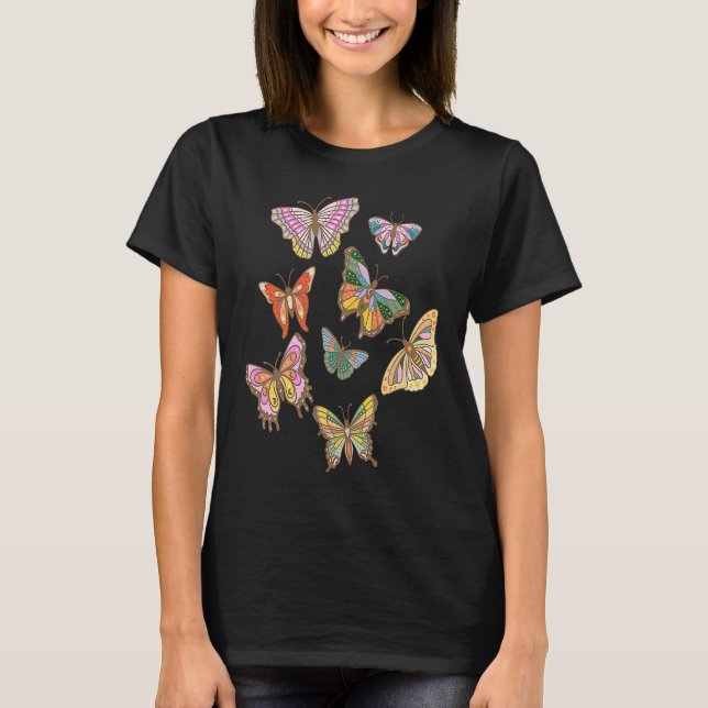 Butterflies Retro Aesthetic Trend Preppy Teen Girl T-Shirt (Front)