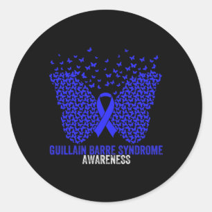 Butterflies Ribbon Guillain Byrre Syndrome Awarene Classic Round Sticker