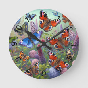Butterflies Round Clock