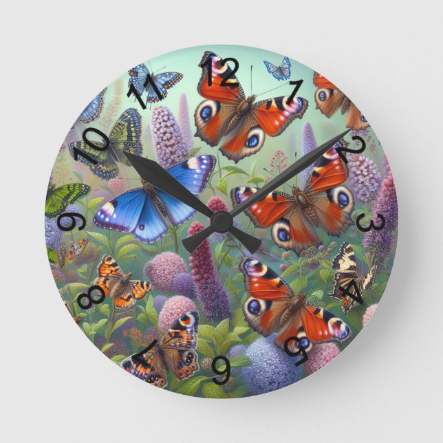 Butterflies Round Clock (Front)
