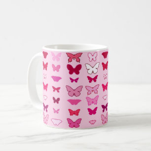 Butterflies, shades of pink and fuchsia coffee mug