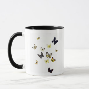 Butterflies shot on white mug