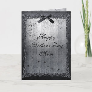 Butterflies Silver & Black Gothic Mothers Day Card