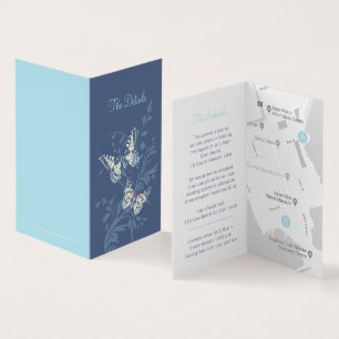 Butterflies sky blue wedding detail schedule map