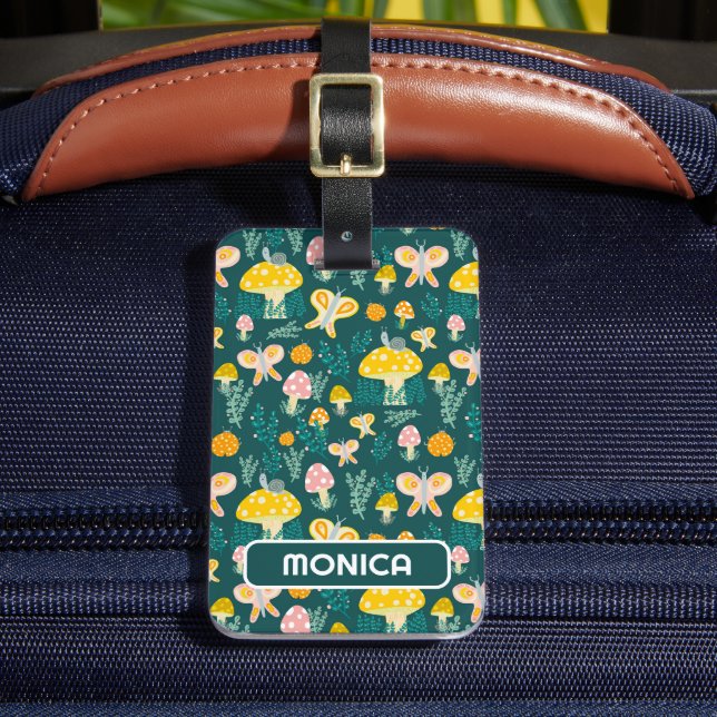 Butterflies Snails & Mushrooms Cute CUSTOMIZED Luggage Tag (Front Insitu 2)