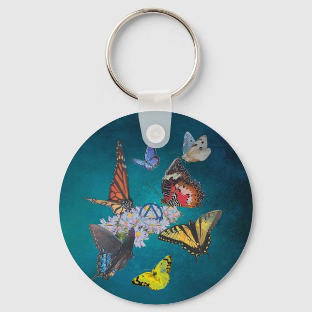butterflies sobriety symbol acrylic round keychain (Front)