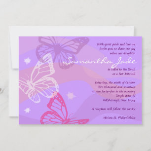 BUTTERFLIES & STARS Bat Mitzvah Invitation