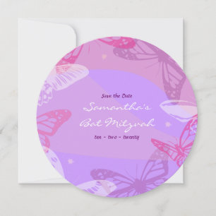 BUTTERFLIES & STARS Round Bat Mitzvah Invitation