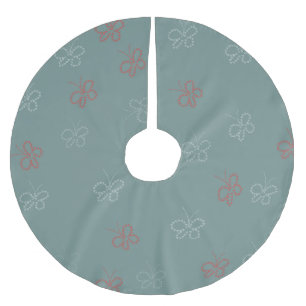 Butterflies Stars Sage Green Brushed Polyester Tree Skirt