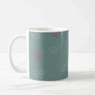 Butterflies Stars Sage Green Coffee Mug