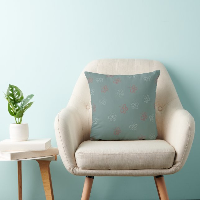 Butterflies Stars Sage Green Cushion (Chair)
