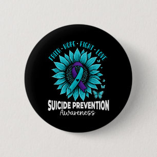 Butterflies Sunflower Suicide Prevention Awareness 6 Cm Round Badge