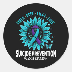Butterflies Sunflower Suicide Prevention Awareness Classic Round Sticker