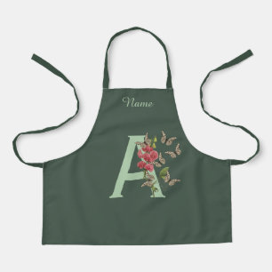 Butterflies Sweet Pea Monogram Initial A Your Name Apron