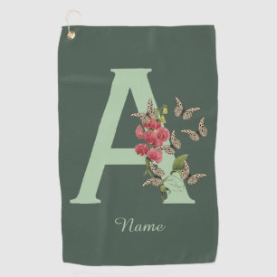 Butterflies Sweet Pea Monogram Initial A Your Name Golf Towel