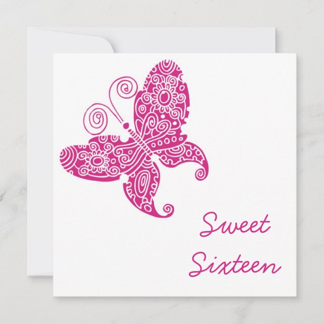 Butterflies Sweet Sixteen Invitation (Front)
