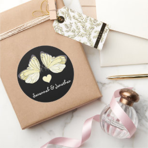 Butterflies Swirl Purple Classic Round Sticker