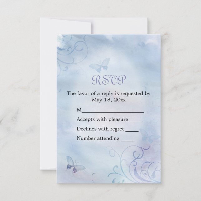 Butterflies & Swirls RSVP Card (Front)