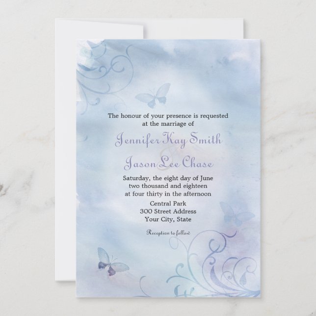 Butterflies & Swirls Wedding Invitations (Front)