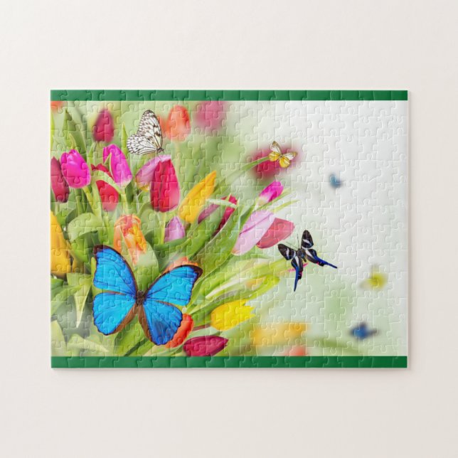Butterflies & tulips 252 piece puzzle (Horizontal)
