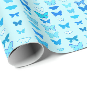 Butterflies, turquoise, blue and aquamarine wrapping paper