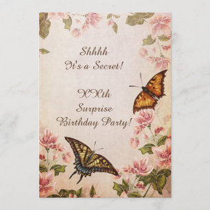 Butterflies & Vintage Almond Blossom Surprise Invitation