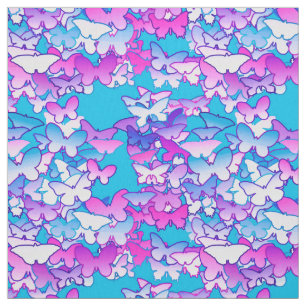 Butterflies, violet and turquoise fabric