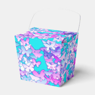 Butterflies, violet and turquoise favour box