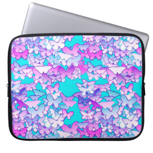 Butterflies, violet and turquoise laptop sleeve