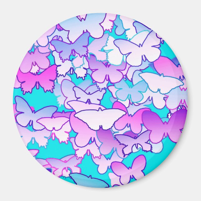 Butterflies, violet and turquoise magnet (Front)