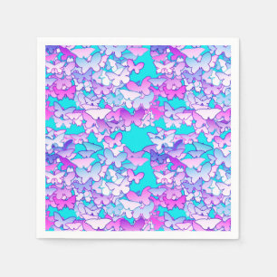 Butterflies, violet and turquoise napkin
