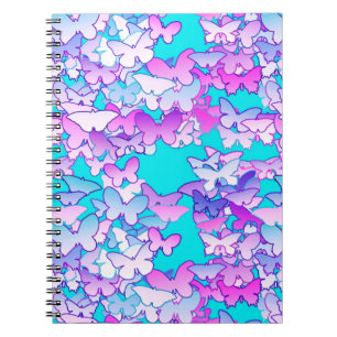 Butterflies, violet and turquoise notebook