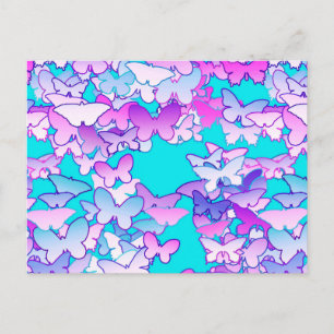 Butterflies, violet and turquoise postcard
