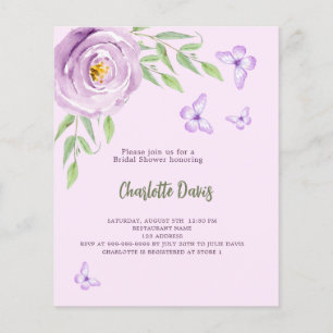 Butterflies violet rose Bridal Shower invitation