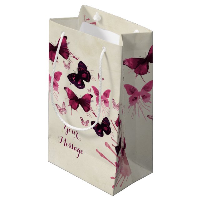 Butterflies Watercolor All Occasion Personalised Small Gift Bag (Front Angled)