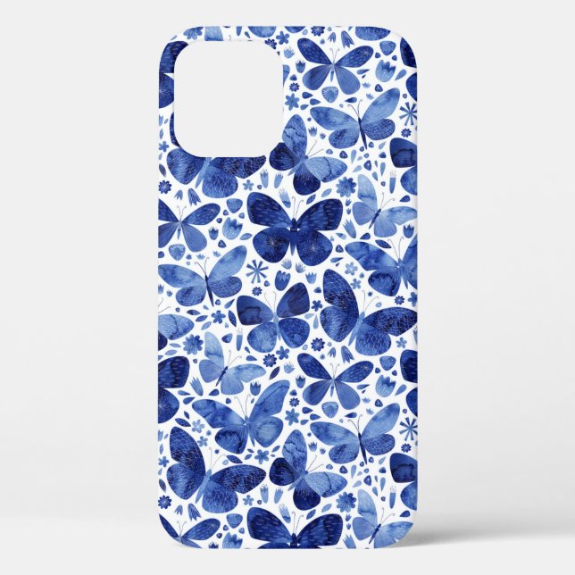 Butterflies Watercolor Blue Case-Mate iPhone Case (Back)