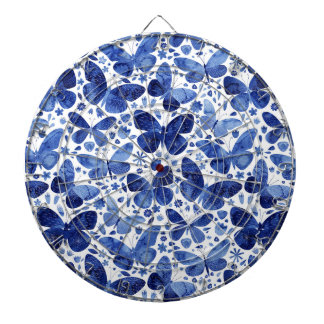 Butterflies Watercolor Blue Dartboard