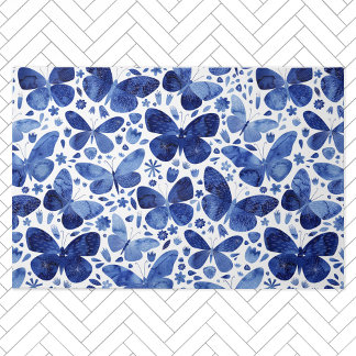 Butterflies Watercolor Blue Doormat