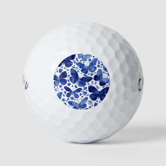 Butterflies Watercolor Blue Golf Balls (Front)