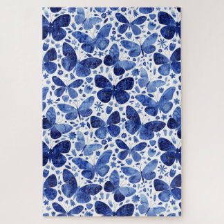 Butterflies Watercolor Blue Jigsaw Puzzle