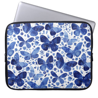 Butterflies Watercolor Blue Laptop Sleeve