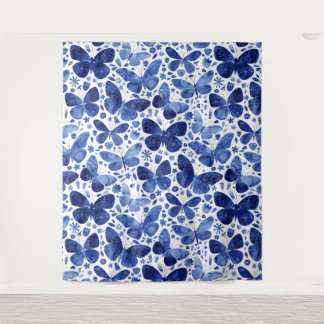 Butterflies Watercolor Blue Tapestry